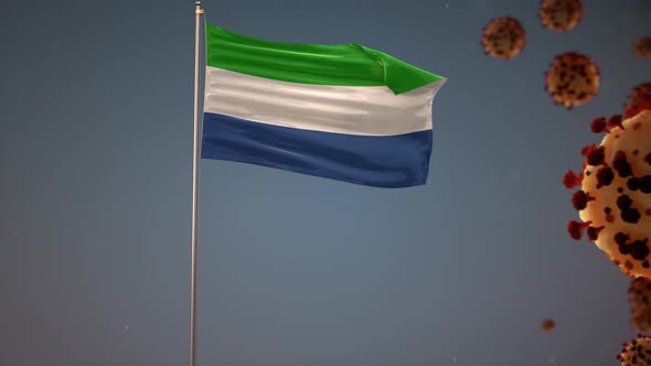 Sierra Leone Flag With Corona Virus Attack 4K