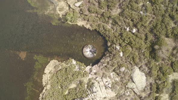 Aerial drone view of Covao dos Conchos in Serra da Estrela, Portugal