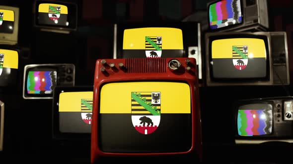 Flag of Saxony-Anhalt and Retro TVs.