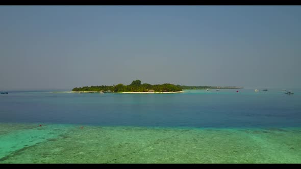 Aerial drone view tourism of idyllic coastline beach time by blue sea and white sandy background of 