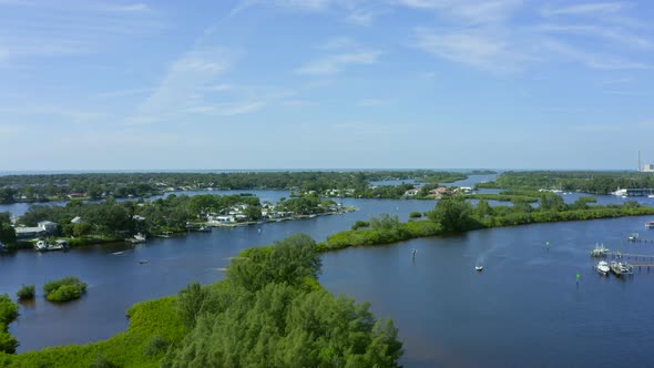Flying Over Bay and Waterfront Homes in New Port Richey Florida