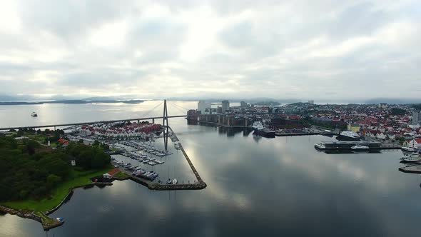Morning cityscape of Stavanger, top view