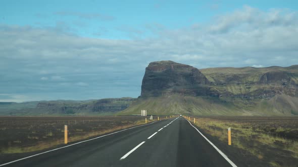 Car Driving on the Road To Iceland