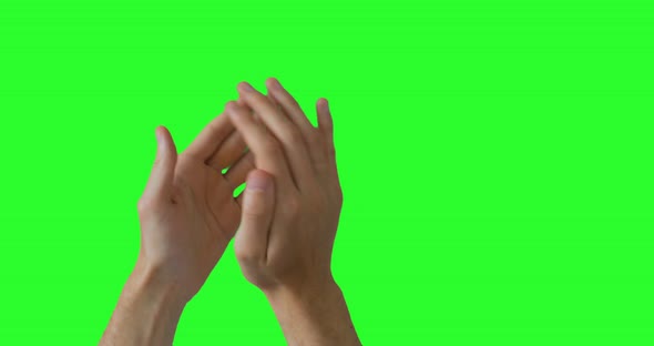 Isolated Man Clapping hands and Showing Applause Sign Symbol. Green Screen Compositing. 