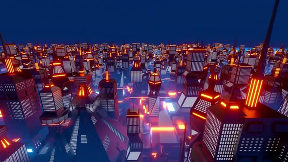 3D rendered visualisation of computer game science fiction city