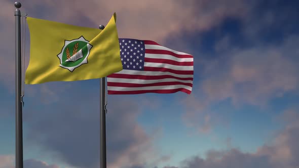 Bozeman City Flag Waving Along With The National Flag Of The USA - 2K
