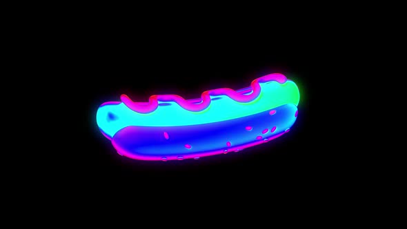 3D Hot Dog Flying Psychedelic Animation for Colorful NFT