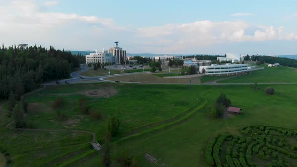 4K Drone Video of AK-Fairbanks-2022-University-Village on George Parks Highway Alaska Route 3 Near A