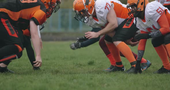 American Football, Football Team in the Game, Training Aggressive Opposition During the Game, Battle