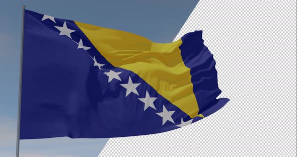 flag Bosnia and Herzegovina patriotism national freedom, seamless loop, alpha channel