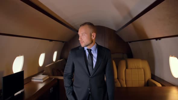 Business Person Portrait in Private Jet.