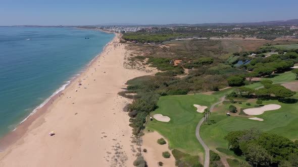 Aerial Video Shooting of a Tourist Village on the Atlantic Ocean with Golf Courses Vale De Lobo
