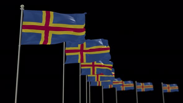 Aland  Row Of Flags Animation Include Alpha Channel