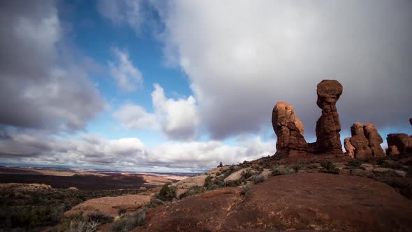 Timelapse in Arches National Park with Clouds moving