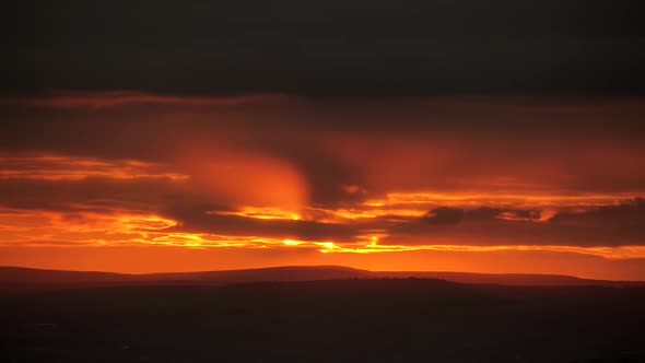 8K Sunset Through the Lined Layer Clouds