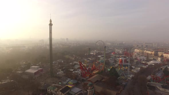 Aerial of Prater on a cloudy day