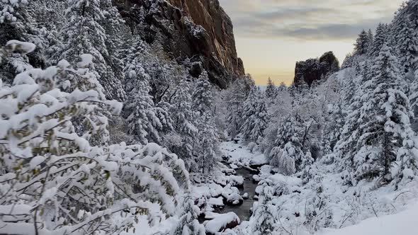 Fresh snow covers the landscape near Boulder Colorado