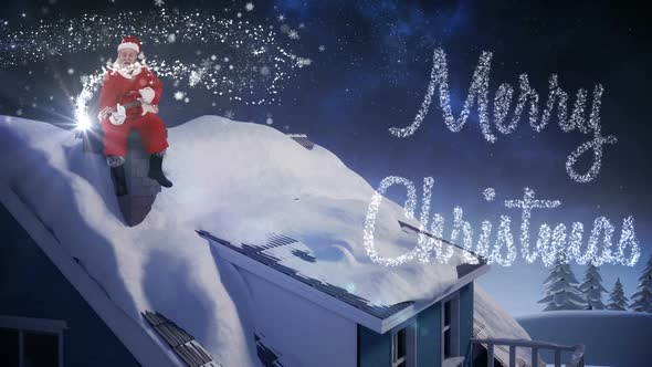 Santa claus sitting on a chimney
