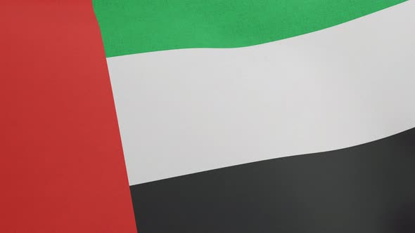 National Flag of United Arab Emirates Waving Original Size and Colors 3D Render Used PanArab Colors