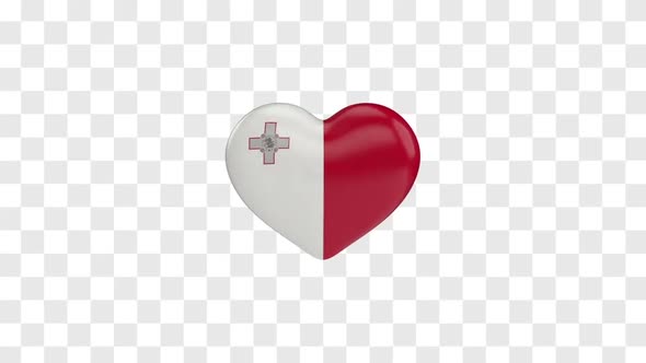 Malta Flag on a Rotating 3D Heart