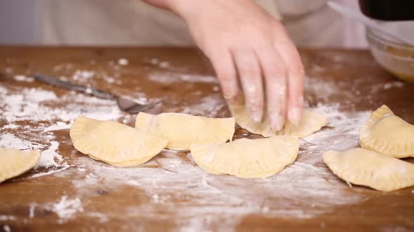 Step by step. Making home made empanadas with chicken and corn.