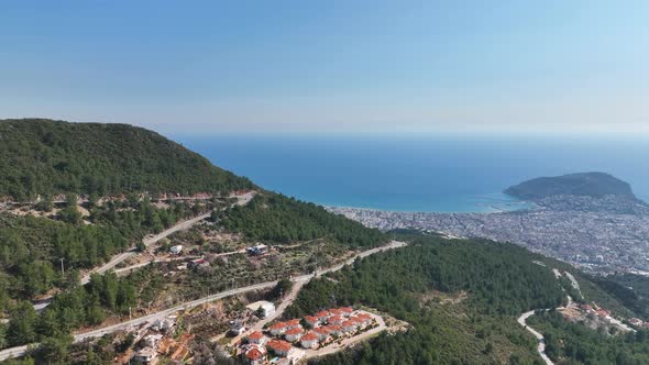 View of the city of Alanya aerial view 4 K