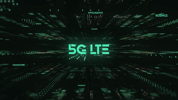 Sci Fi Digital Data Word 5G Lte