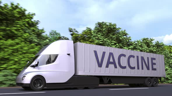 Trailer Truck Delivering a Vaccine