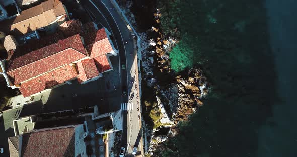 Aerial Footage of Antibes, France, Cote D Azur, Beautiful Sunny Day in Mediterranean Sea, Old Castle