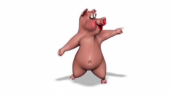 Cartoon 3D Pig Dance  Looped on White