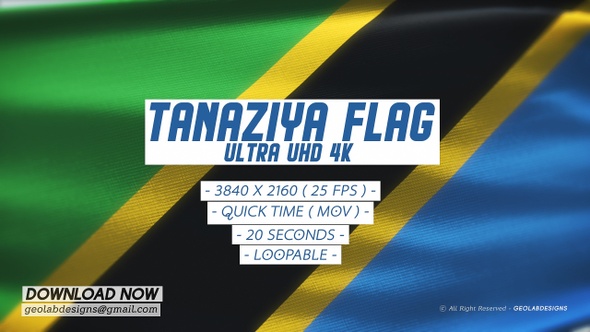 Tanzaniya Flag - Ultra UHD 4K Loopable