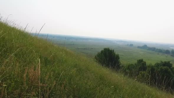 Aerial View of Fascinating Landscape of Wide Green Slopes and Trees, Nature