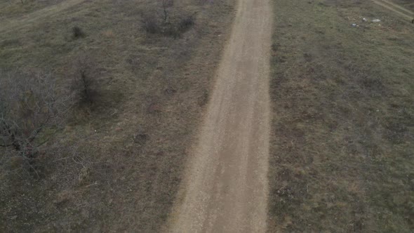 Intersection of mud roads aerial 4K video