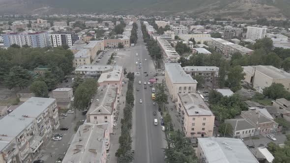 Aerial view of the central square in city Gori. Stalin's Homeland. Georgia