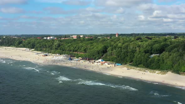 Baltic Coastline with Green Summer Forest and Sea