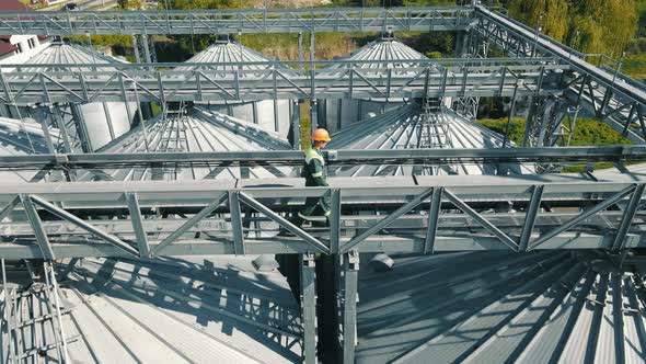 The Engineer Inspects the Grain Processing and Storage Elevators