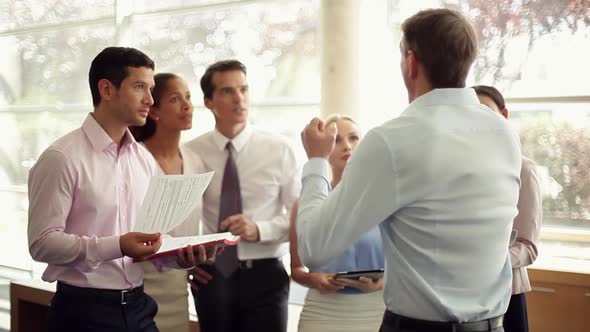 Business team celebrating good news