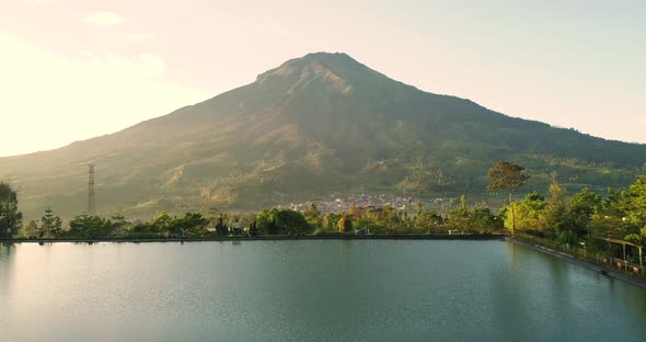 artificial lake as water supplies for agriculture during dry season. Embung Kledung, Wonosobo, Centr