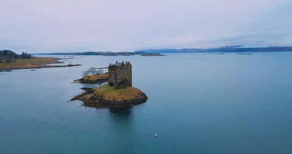 View Of Castle Stalker In Scotland