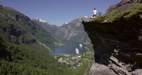 AERIAL: Geiranger fjord in Norway