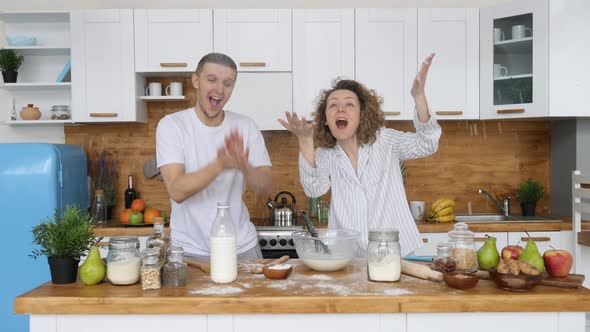 Happy Couple Cooking In Kitchen, Happy Lifestyle Concept