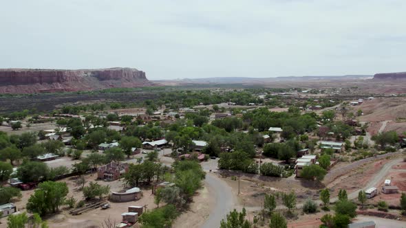 Small Town of Bluff, Utah in Southwest US Desert - Aerial