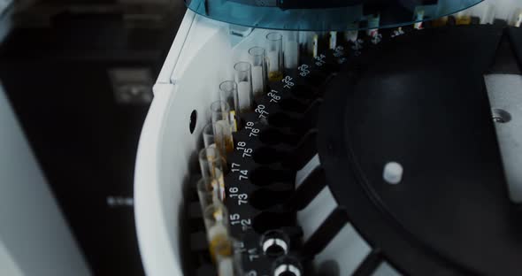 Centrifuge in a Laboratory Assistant's Office with Blood Flasks Loaded Into It