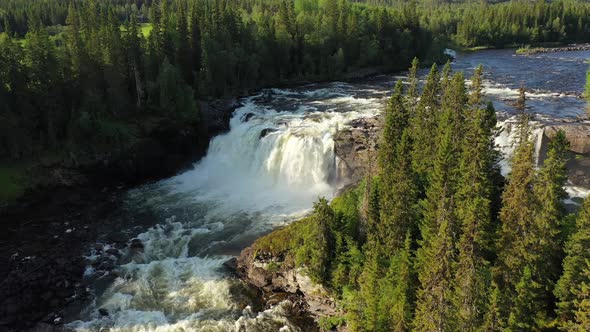 Ristafallet Waterfall in the Western Part of Jamtland