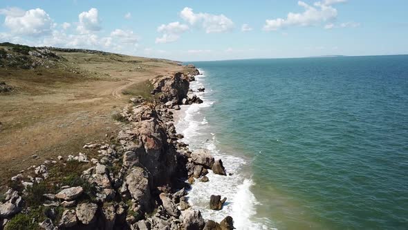 Aerial view of general's beaches and seascape, Autumn in Crimea