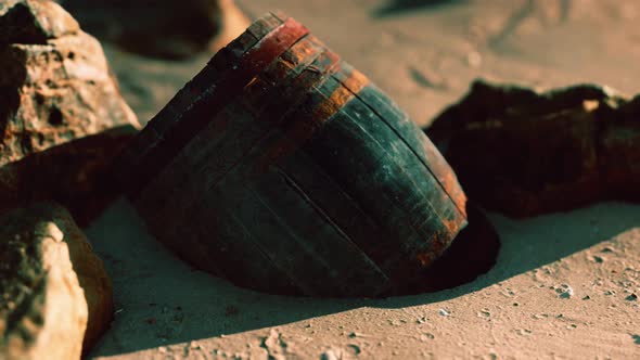 Old Wooden Barrel at Sand Beach