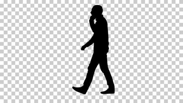 Silhouette  man walking , Alpha Channel