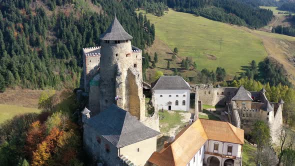 Aerial view of Lubovna Castle in Slovakia