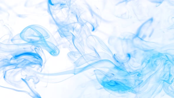 Super Slow Motion Shot of Flowing Blue Smoke Isolated on White Background at 1000Fps