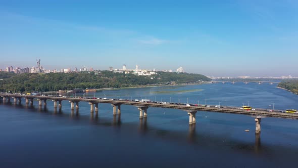 Wonderful Cityscape in Kiev near the Paton Bridge